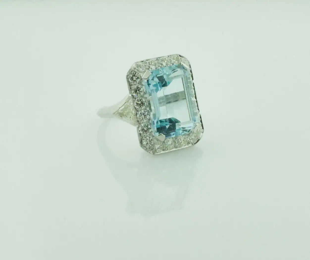 Platinum 10 Carat Aquamarine and Diamond Cocktail Ring