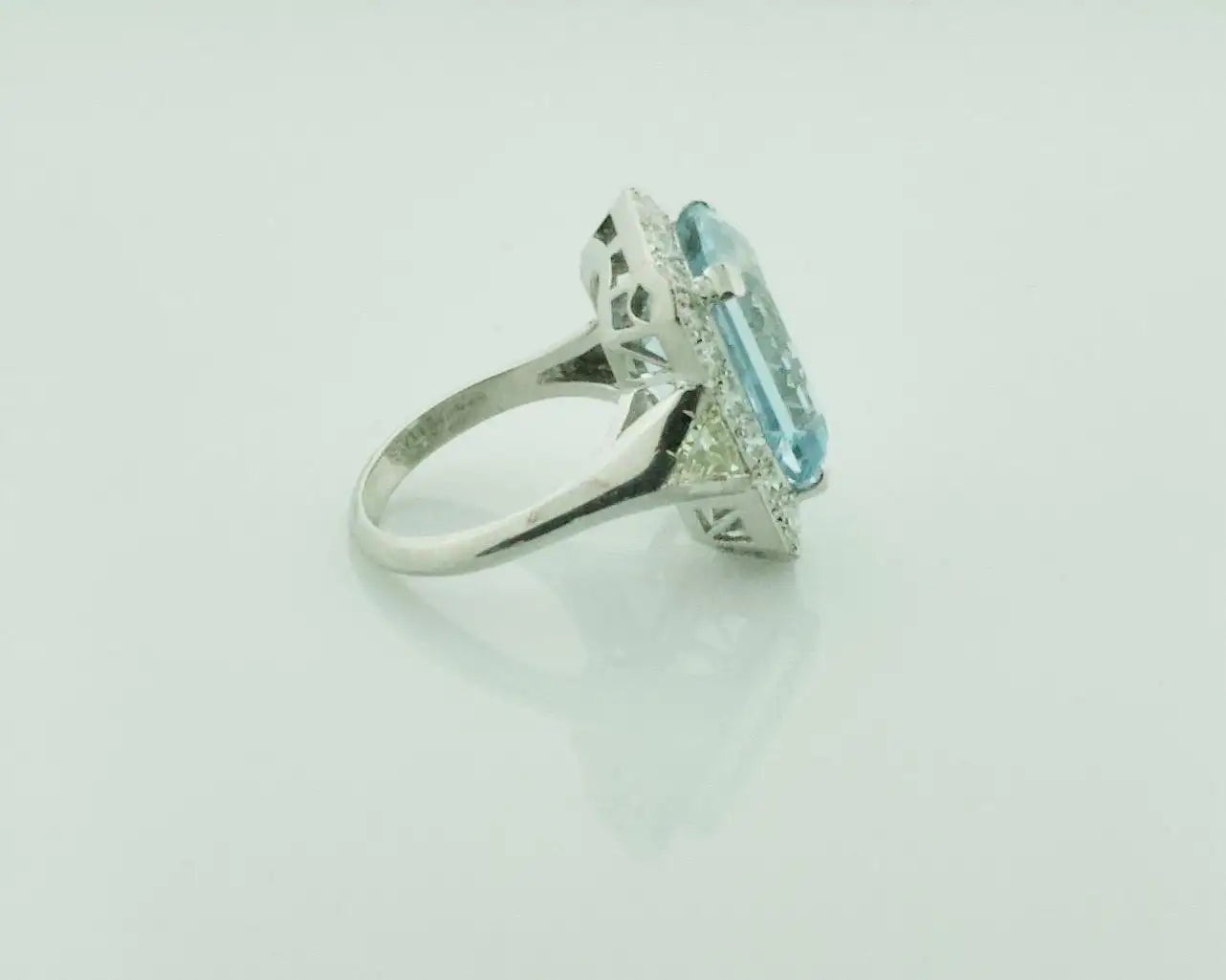 Platinum 10 Carat Aquamarine and Diamond Cocktail Ring