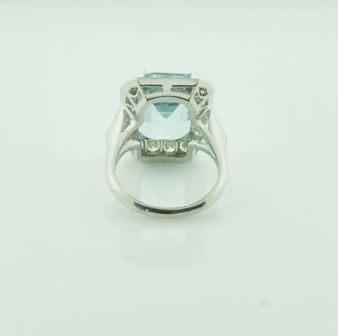 Platinum 10 Carat Aquamarine and Diamond Cocktail Ring