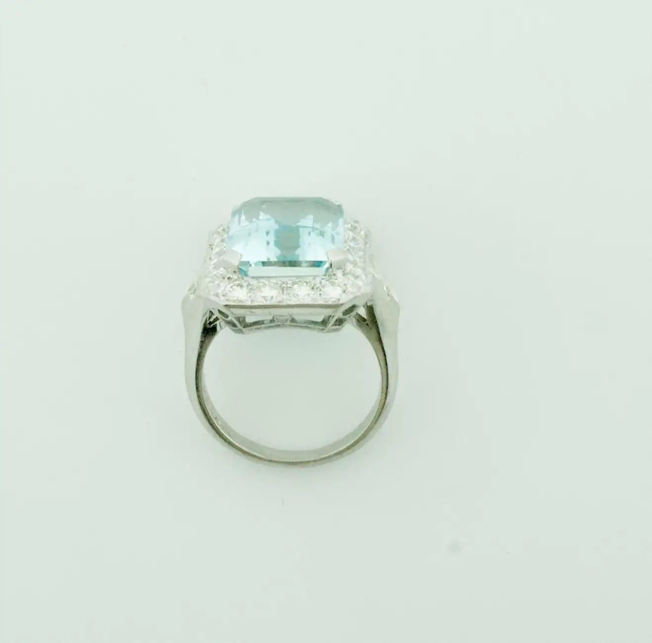 Platinum 10 Carat Aquamarine and Diamond Cocktail Ring