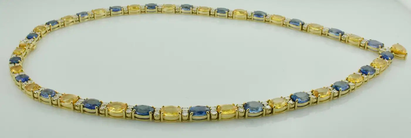 Multi Colored Sapphire and Diamond Necklace