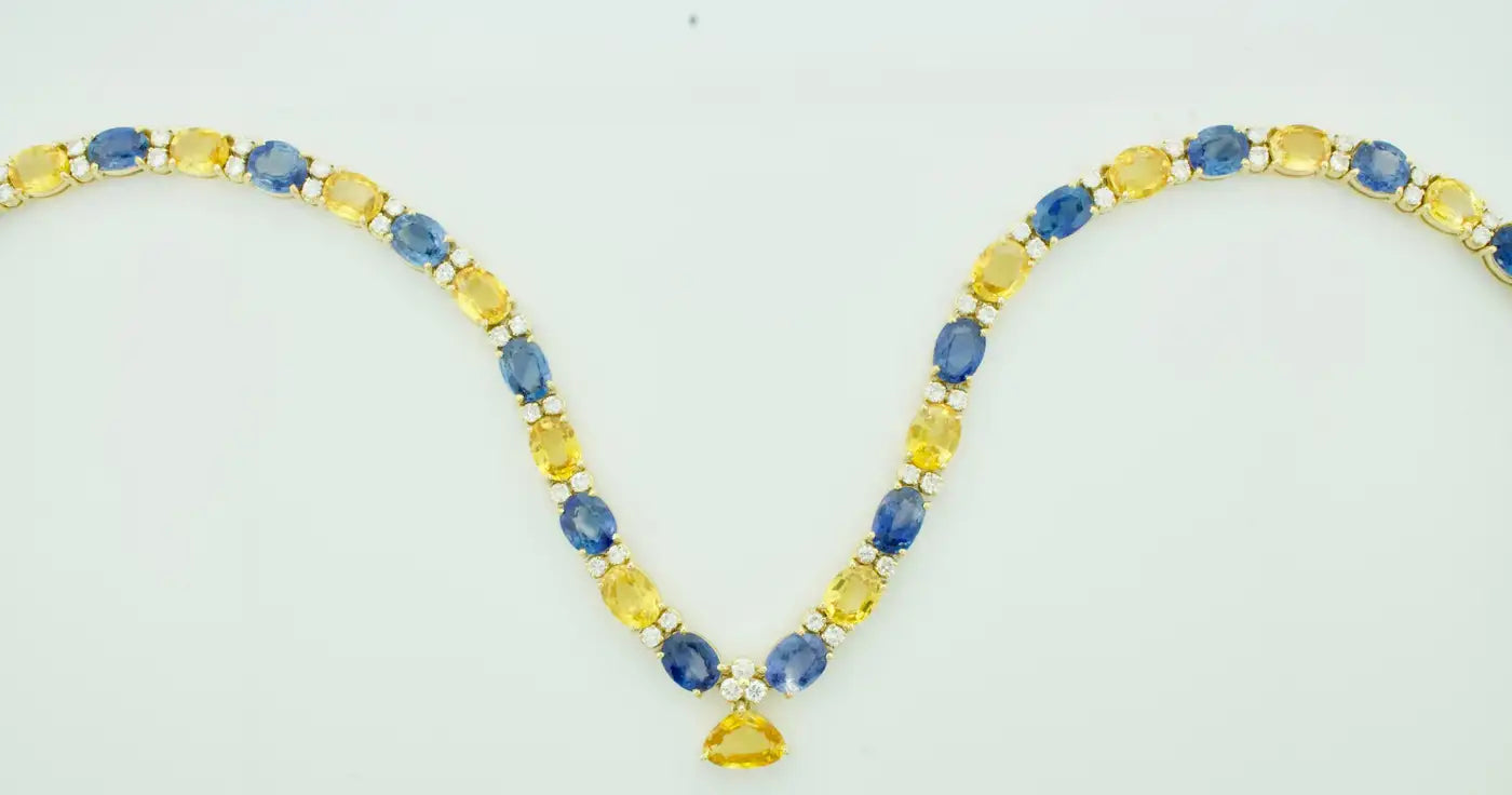 Multi Colored Sapphire and Diamond Necklace