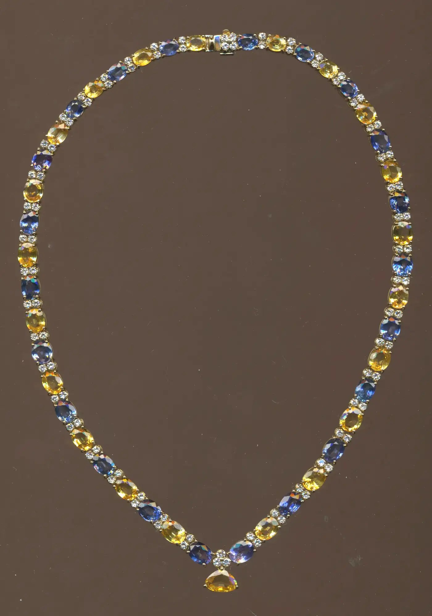 Multi Colored Sapphire and Diamond Necklace