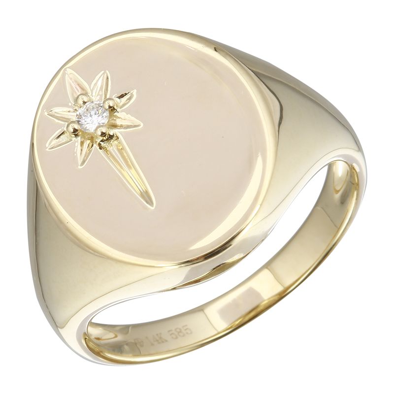 Yellow Gold Diamond Signet Ring