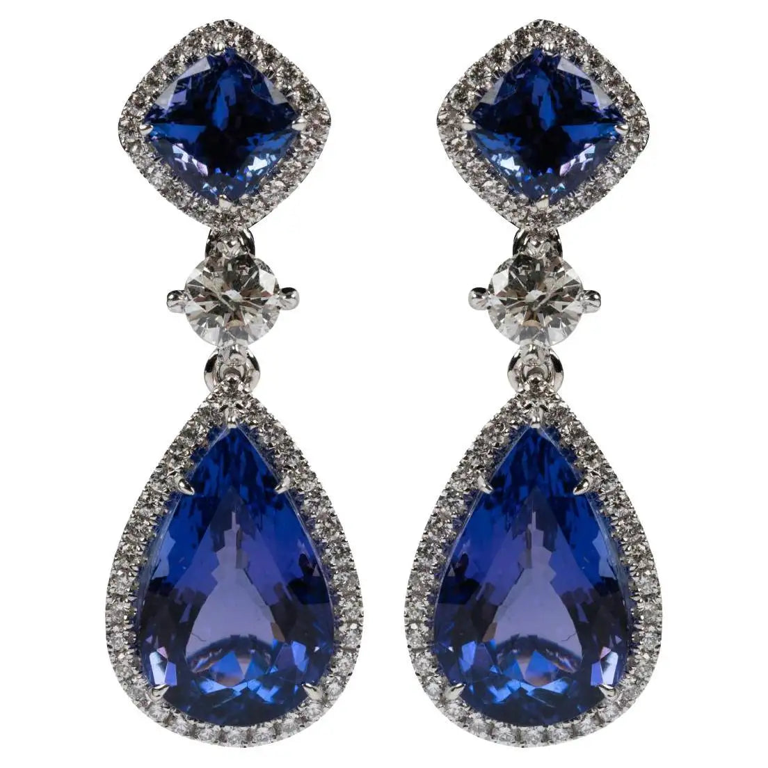 Gorgeous Tanzanite and Diamond Dangling Earrings in 18k