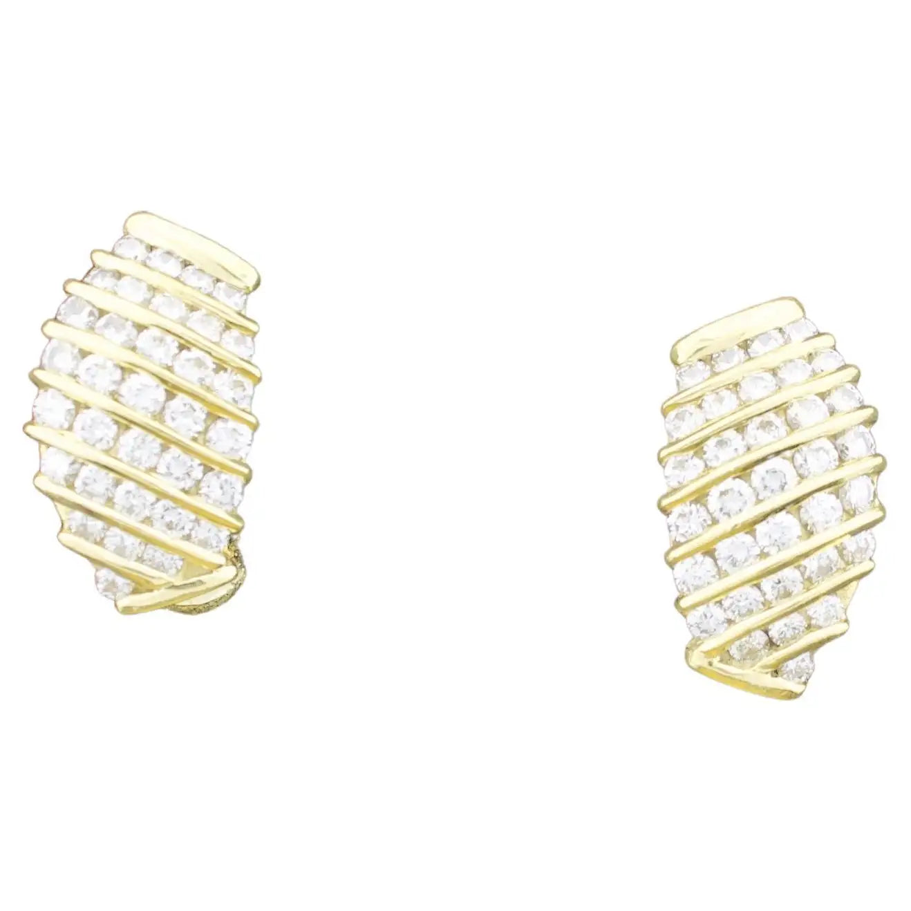 Channel Set Diamond 18k Yellow Gold Earrings 2.00 carats