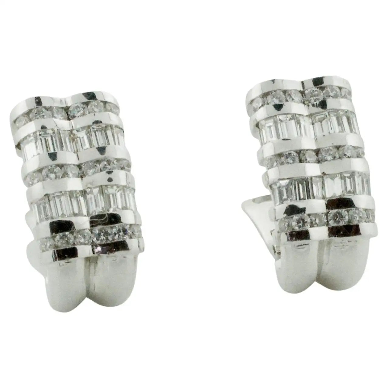 Chanel Set Diamond Earrings in 18k White Gold 3.45 Carats