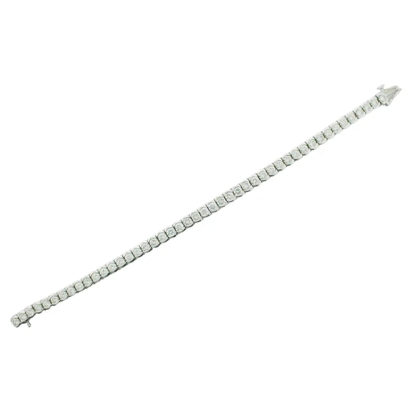 Diamond Straight Line Bracelet 7.10 Carats in White Gold