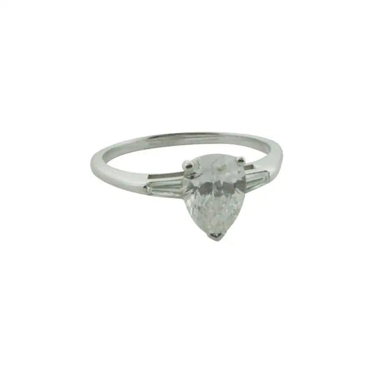 Classic Pear Shape Diamond Ring in Platinum 1.16 GIA F SI1