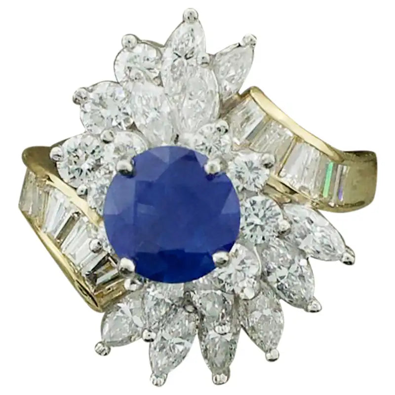 Sapphire and Diamond Cocktail Ring by Terrell & Zimmelman, circa 1970s