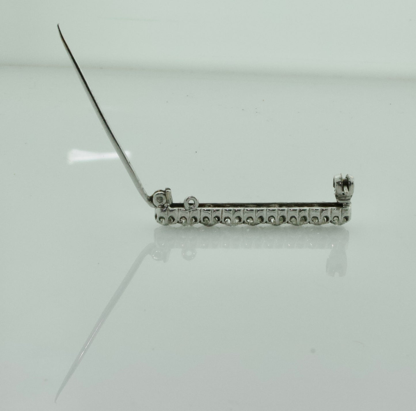 Simply Sweet Diamond Bar Brooch in Platinum