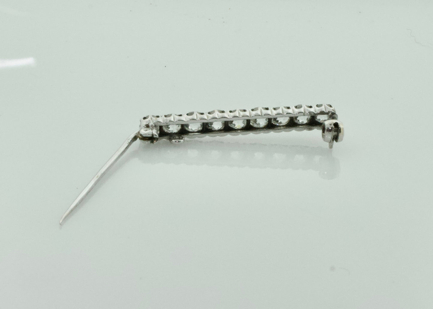 Simply Sweet Diamond Bar Brooch in Platinum