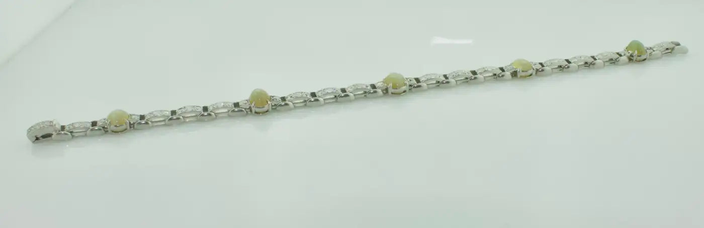Catseye and Diamond Bracelet in Platinum Circa 1940 by Wasslikoff