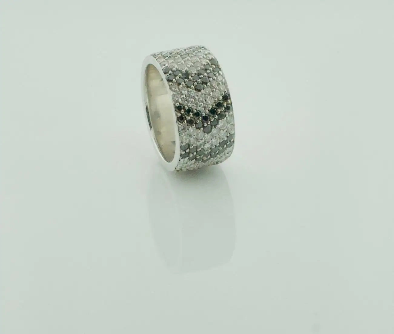 Black and White Diamond Pave' Wide Eternity Band