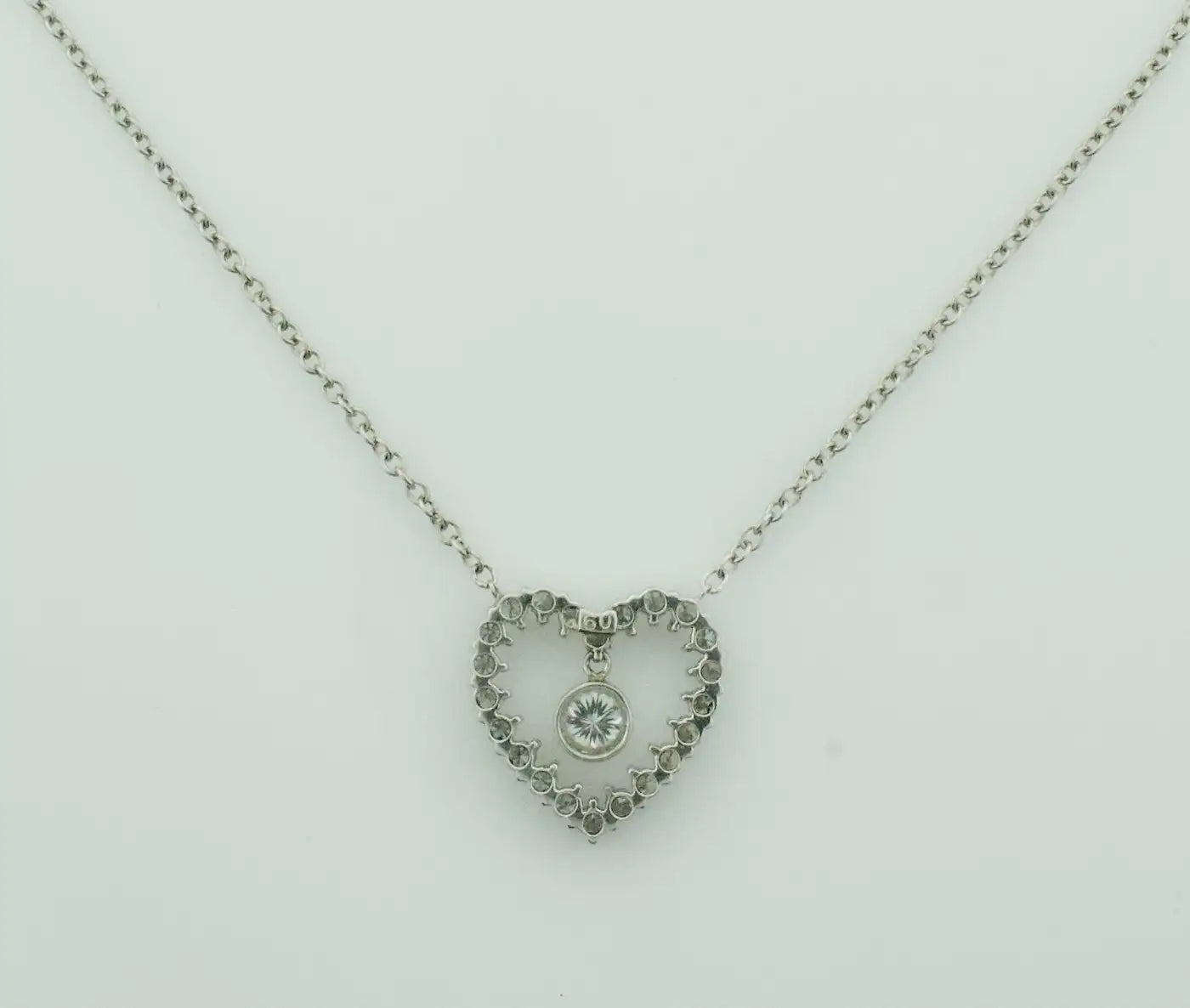 Platinum and Diamond Heart Necklace 1.05 Carats Total Weight