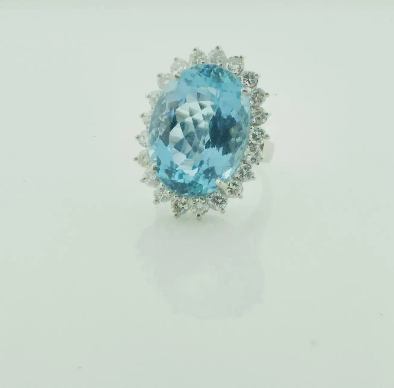 Classic Aquamarine and Diamond Ring in Platinum