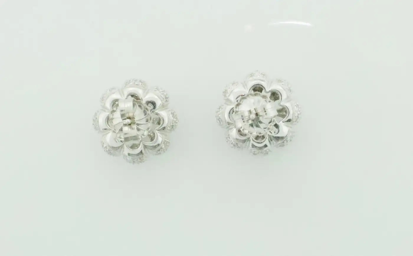 Diamond Floral Earrings in 18k White Gold