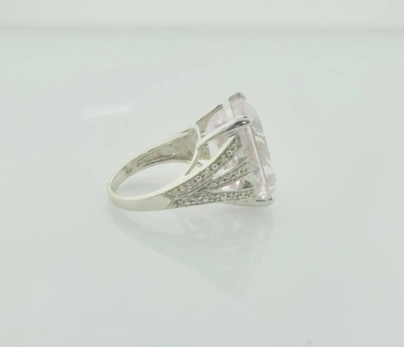 Big Kunzite and Diamond Ring