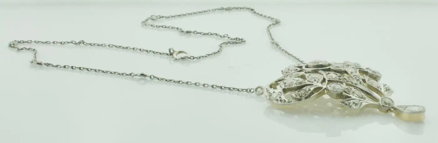 Edwardian Circa 1800's Diamond Platinum on 14k Yellow Gold Necklace