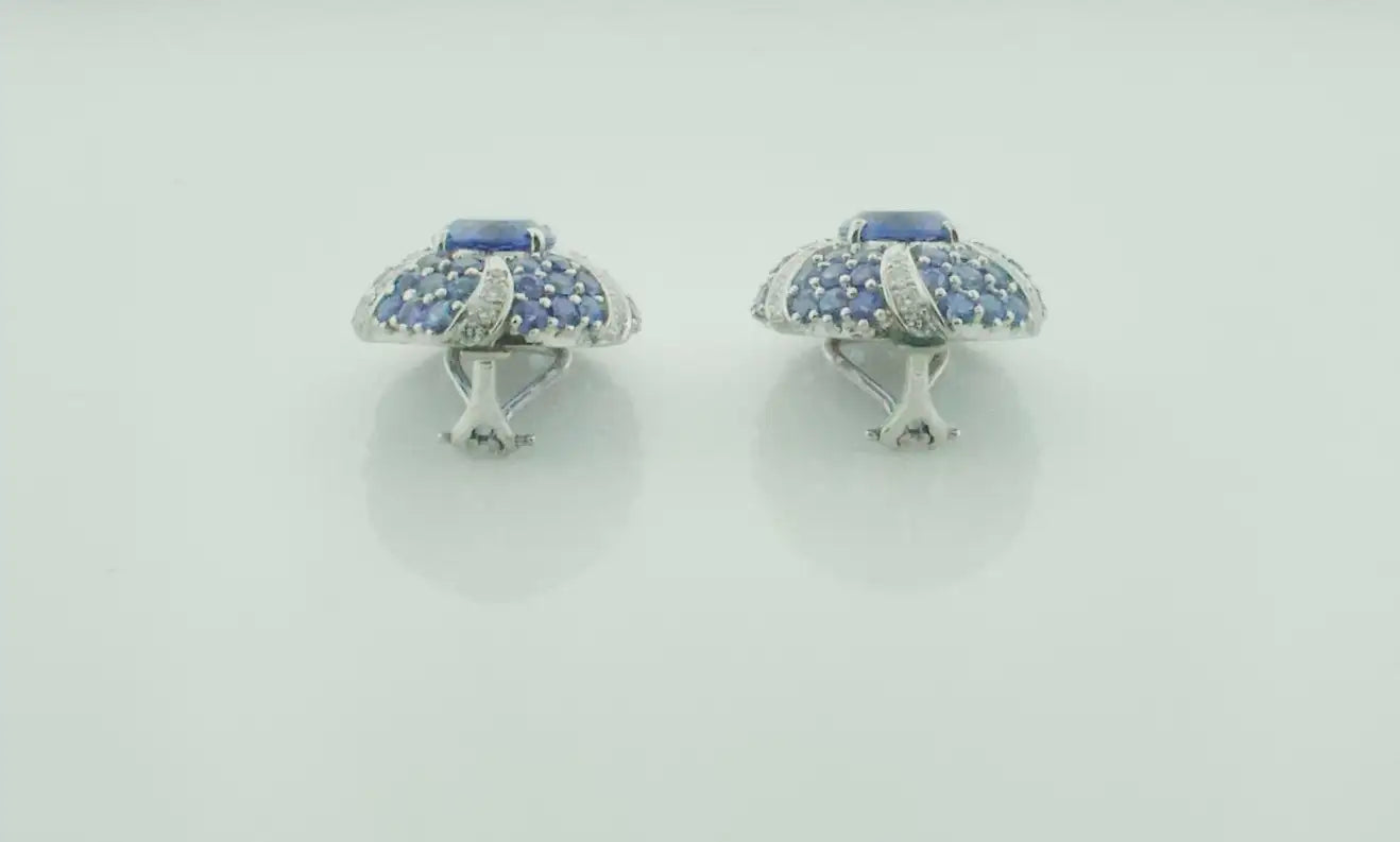 Substantial Tanzanite and Diamond Earrings in 18k Gold