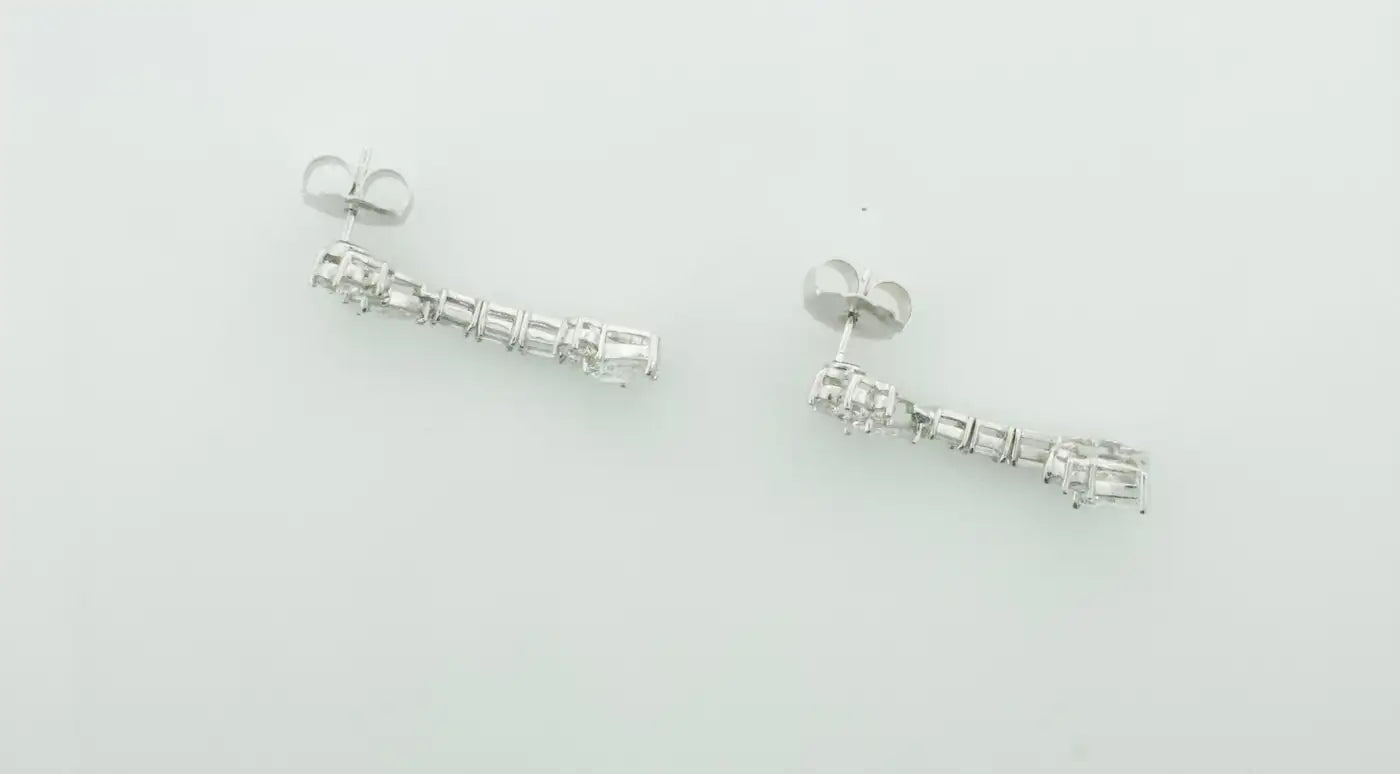 Dangling Diamond Platinum Earrings Circa 1950's 4.20 cts. Total Weight