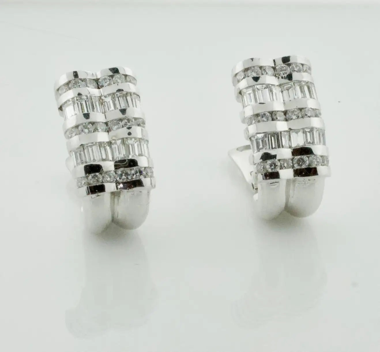 Chanel Set Diamond Earrings in 18k White Gold 3.45 Carats
