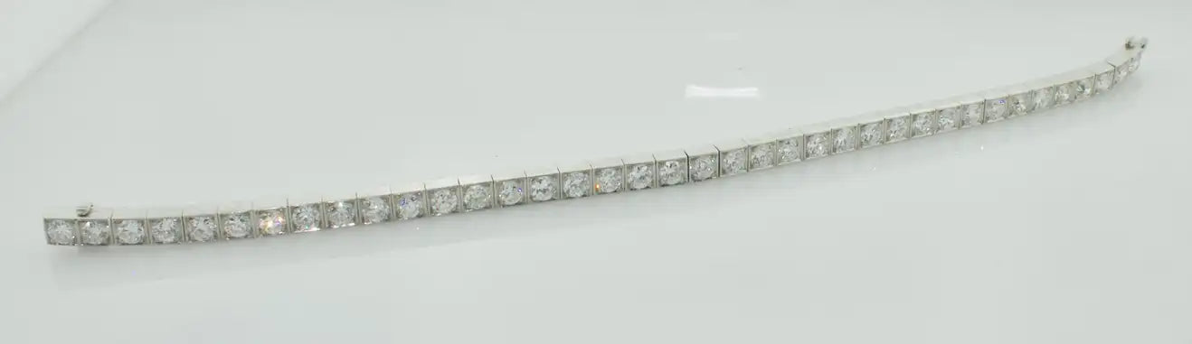 Vintage Platinum Diamond Tennis Bracelet circa 1930's 7.75 Carats