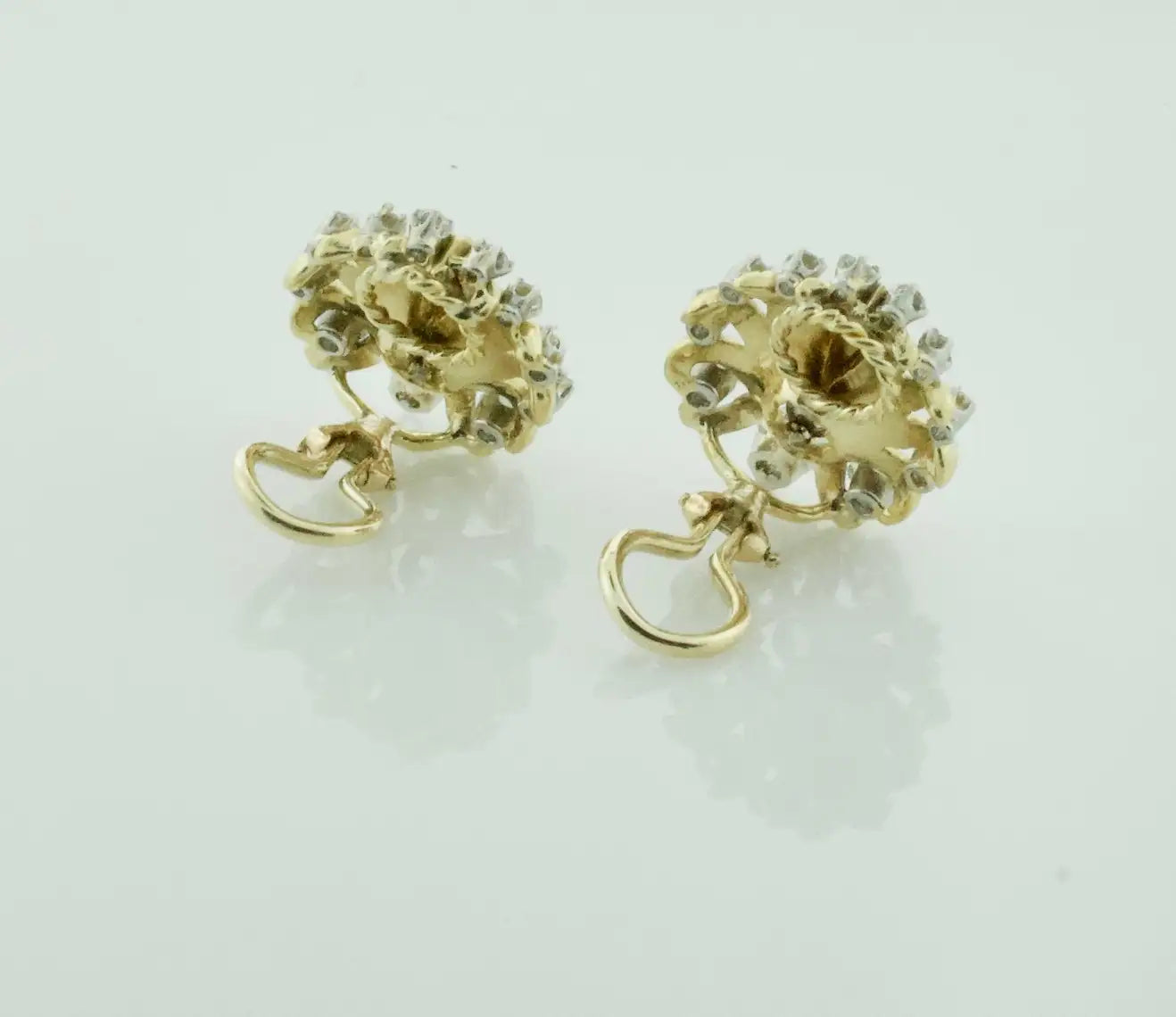 Delightful 18k Yellow and White Gold Earrings, Circa 1950's