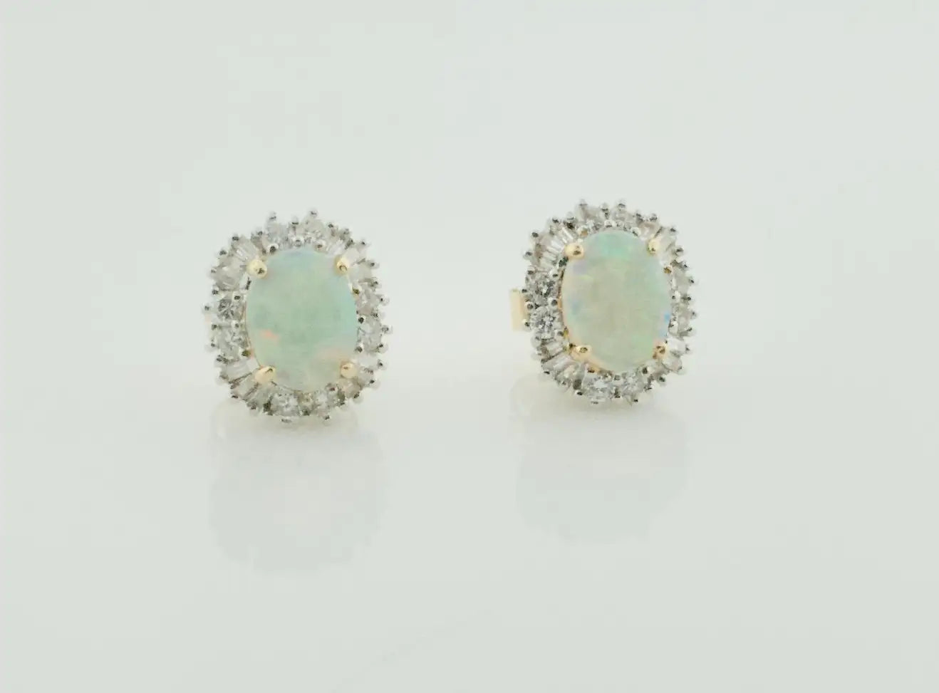 Opal and Diamond Earrings in Yellow Gold