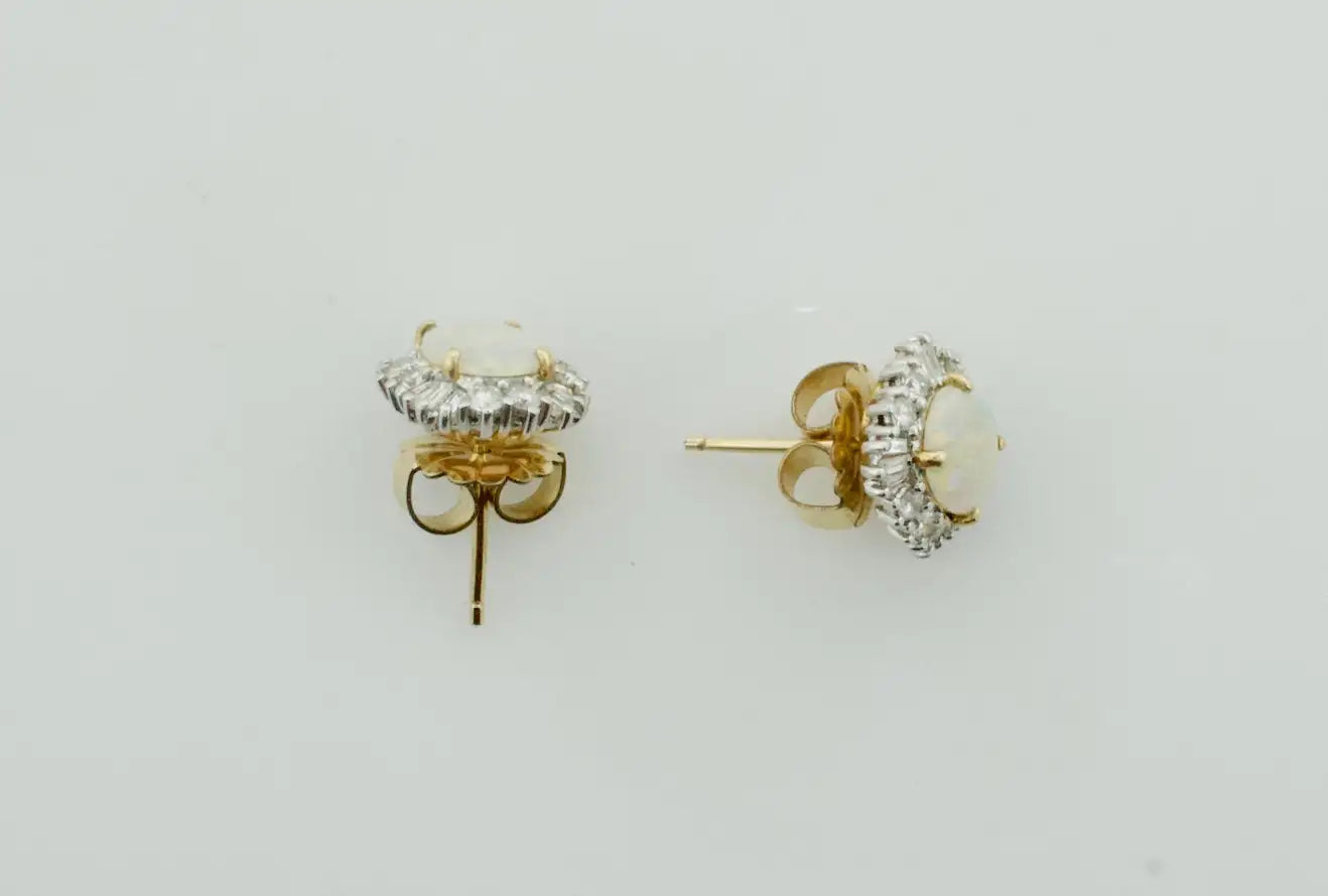 Opal and Diamond Earrings in Yellow Gold