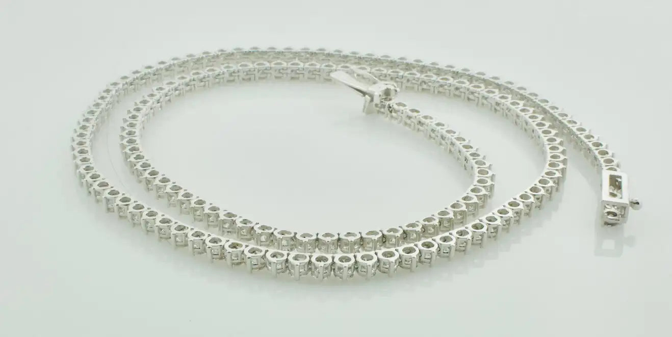 Petite Straight Line Diamond Necklace in White Gold