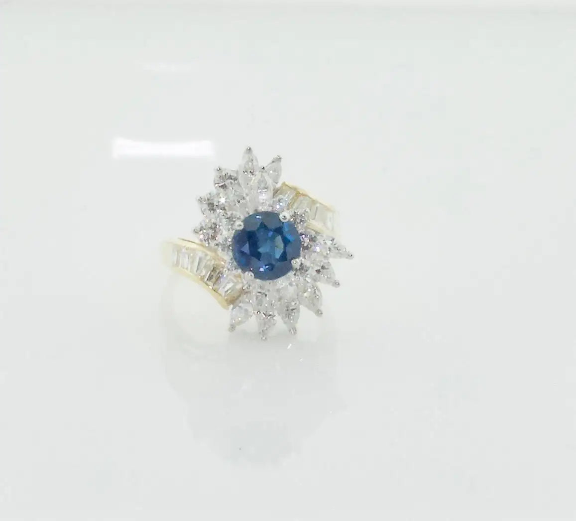 Sapphire and Diamond Cocktail Ring by Terrell & Zimmelman, circa 1970s