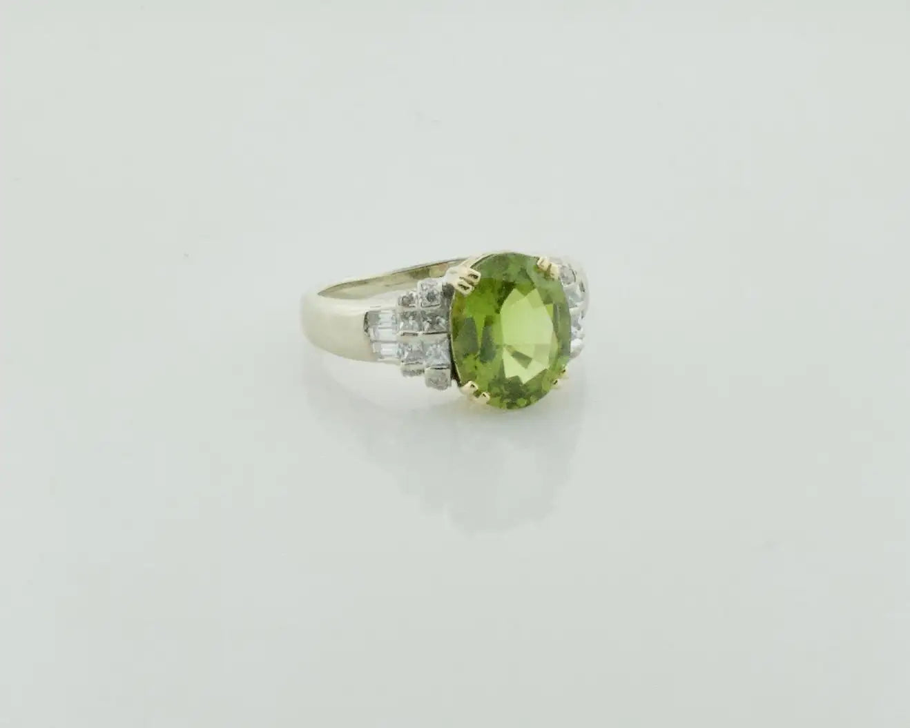 Peridot and Diamond Solitaire Ring in 18k