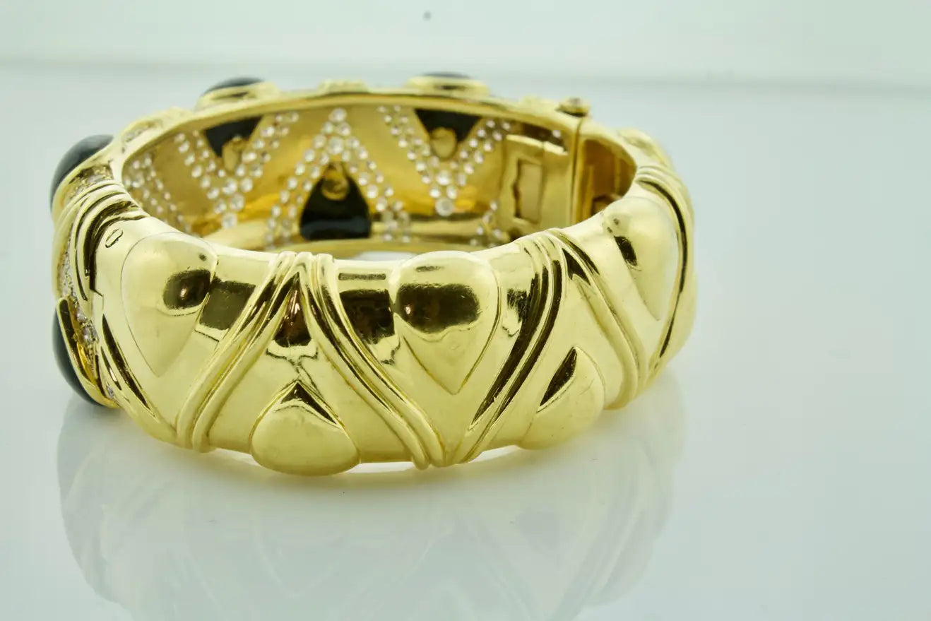 Massive Onyx and Diamond Bracelet in 18k by Gemlok
