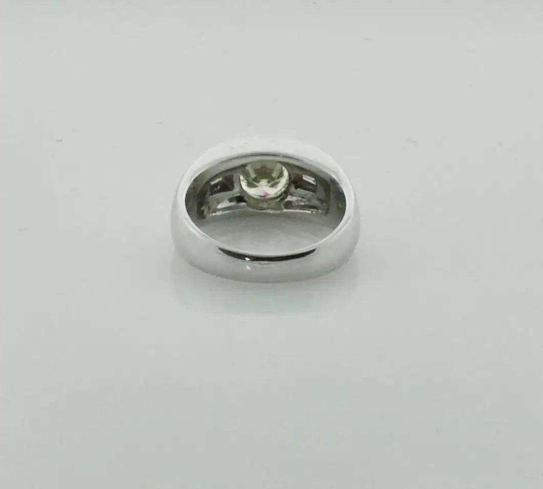 High Low Transitional Cut Diamond Ring in Platinum, circa 1940s