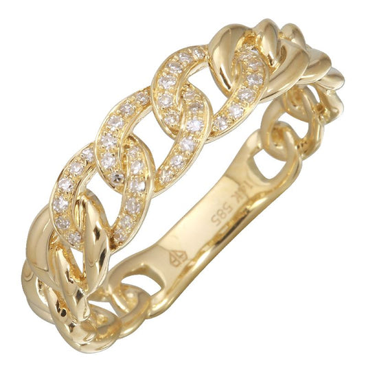 Yellow Gold Diamond Cuban Link Ring