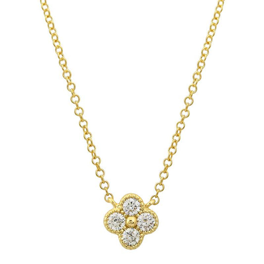Yellow Gold Diamond Clover Necklace