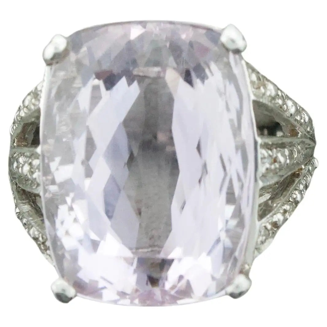 Big Kunzite and Diamond Ring