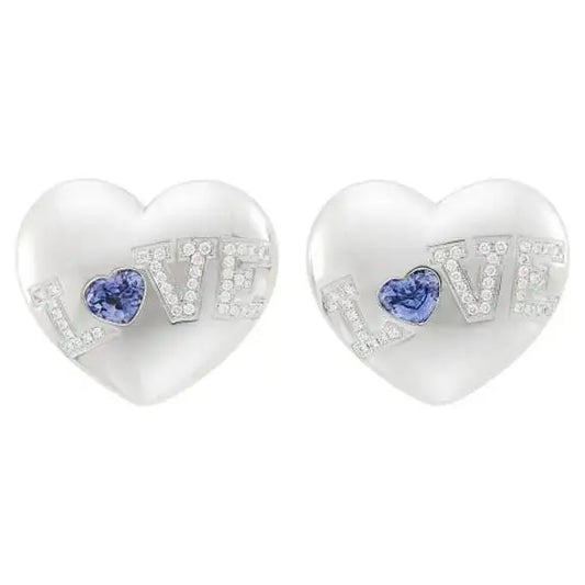Chopard Sapphire and Diamond Puff Heart Earrings in 18k